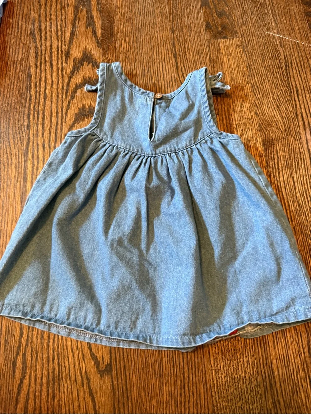 Mud Pie Blue Denim Floral Embroidered Tank with Colorful Floral Leggings